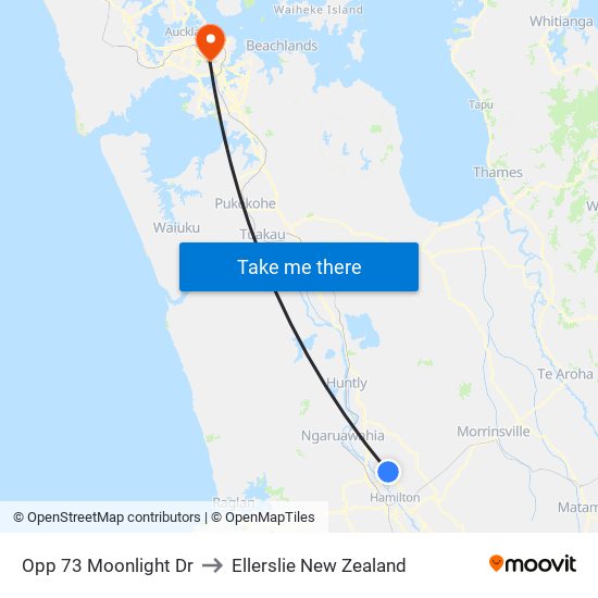 Opp 73 Moonlight Dr to Ellerslie New Zealand map