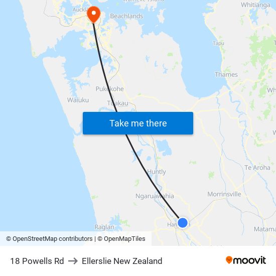 18 Powells Rd to Ellerslie New Zealand map