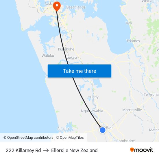 222 Killarney Rd to Ellerslie New Zealand map