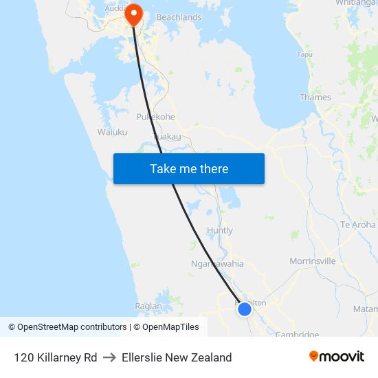 120 Killarney Rd to Ellerslie New Zealand map