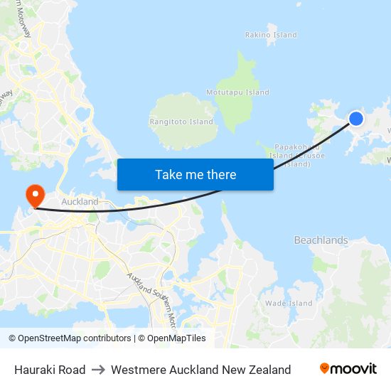 Hauraki Road to Westmere Auckland New Zealand map