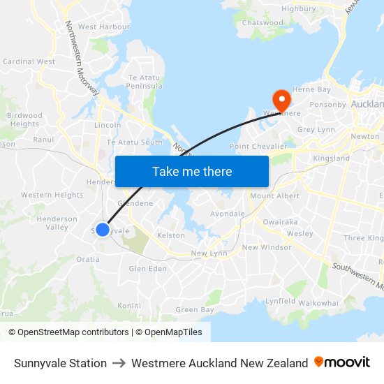 Sunnyvale Station to Westmere Auckland New Zealand map