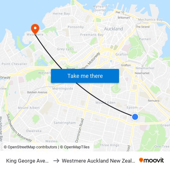 King George Avenue to Westmere Auckland New Zealand map