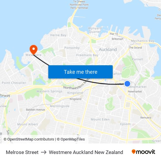 Melrose Street to Westmere Auckland New Zealand map