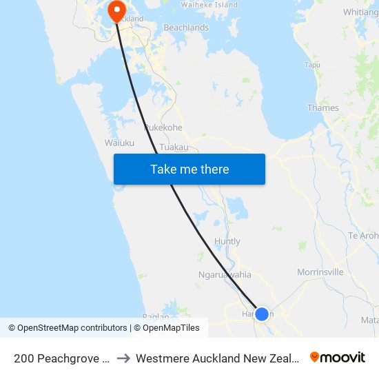 200 Peachgrove Rd to Westmere Auckland New Zealand map