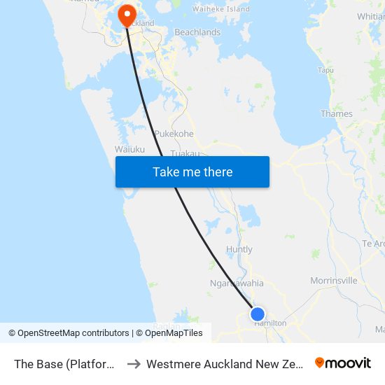 The Base (Platform A) to Westmere Auckland New Zealand map