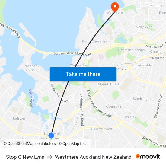 Stop C New Lynn to Westmere Auckland New Zealand map