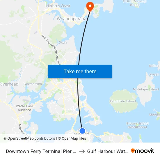 Downtown Ferry Terminal Pier 13 to Gulf Harbour Water map