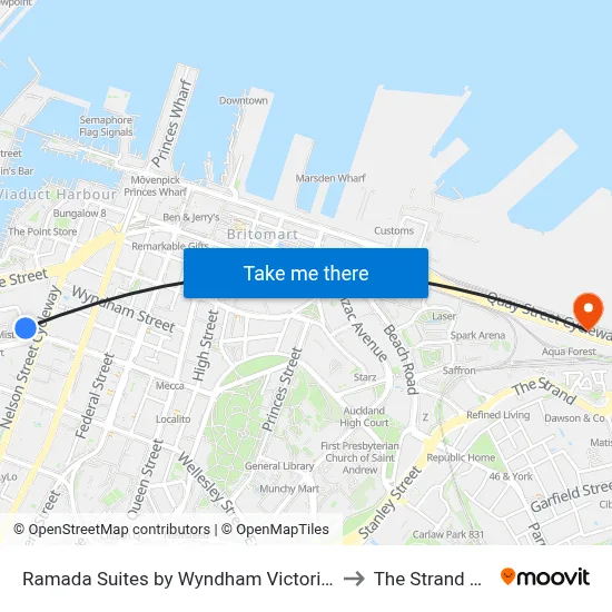Ramada Suites by Wyndham Victoria Street West to The Strand Station map