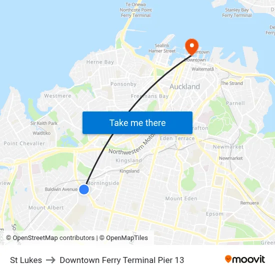 St Lukes to Downtown Ferry Terminal Pier 13 map