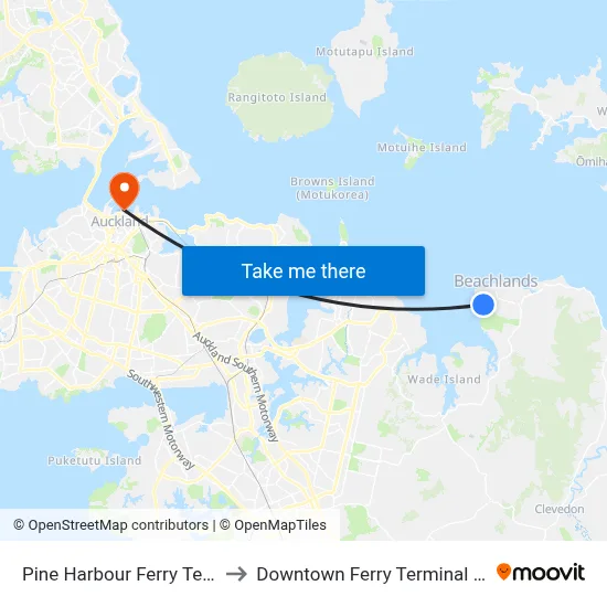 Pine Harbour Ferry Terminal to Downtown Ferry Terminal Pier 13 map