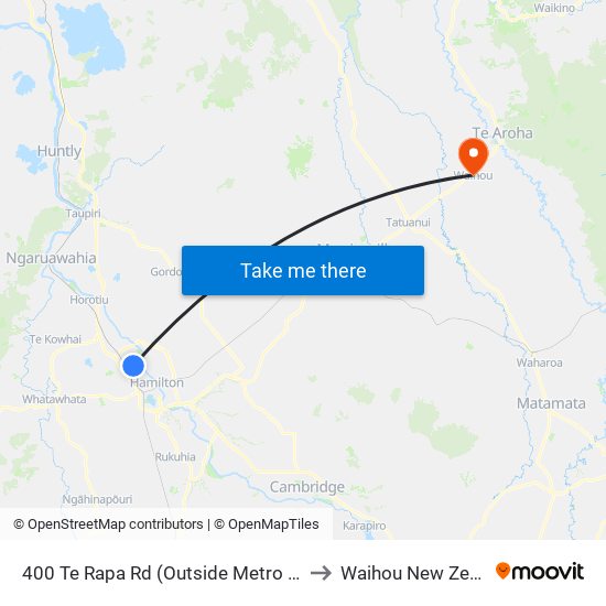 400 Te Rapa Rd (Outside Metro Motors) to Waihou New Zealand map
