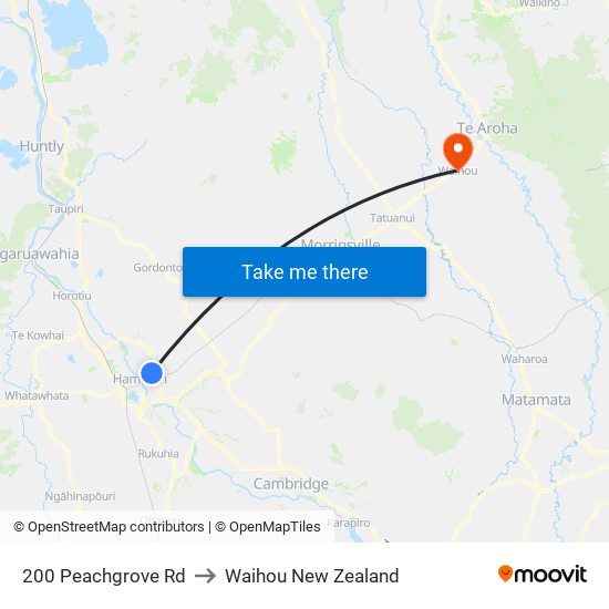 200 Peachgrove Rd to Waihou New Zealand map