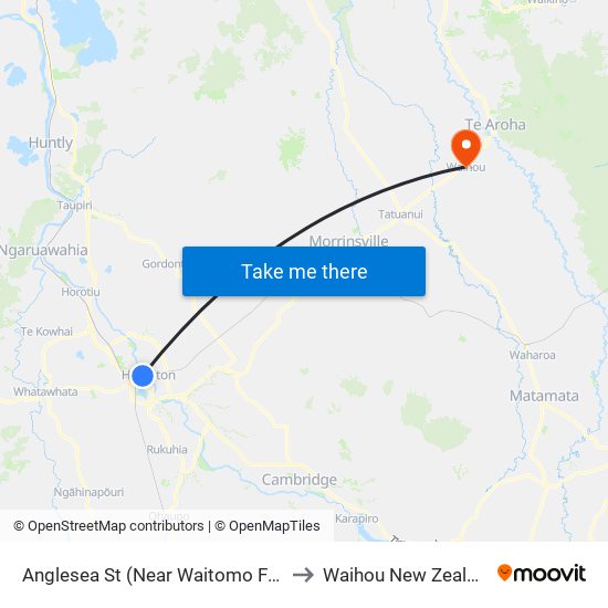 Anglesea St (Near Waitomo Fuel) to Waihou New Zealand map