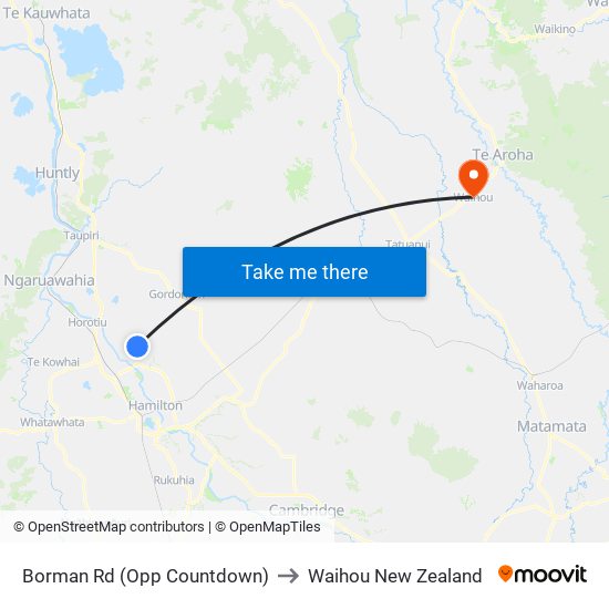 Borman Rd (Opp Countdown) to Waihou New Zealand map