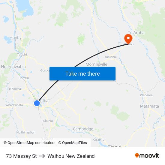 73 Massey St to Waihou New Zealand map