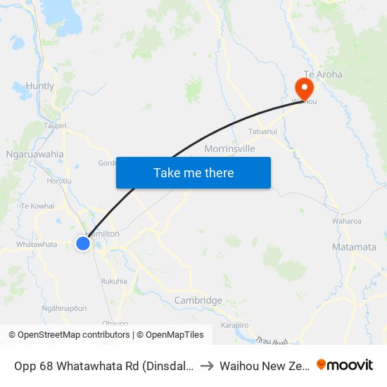 Opp 68 Whatawhata Rd (Dinsdale Shops) to Waihou New Zealand map