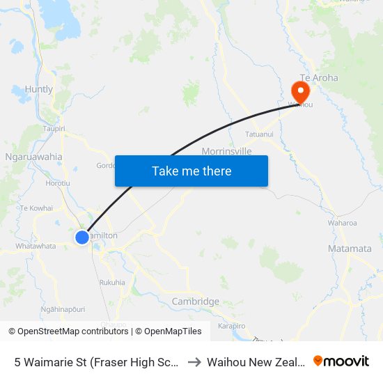 5 Waimarie St (Fraser High School) to Waihou New Zealand map