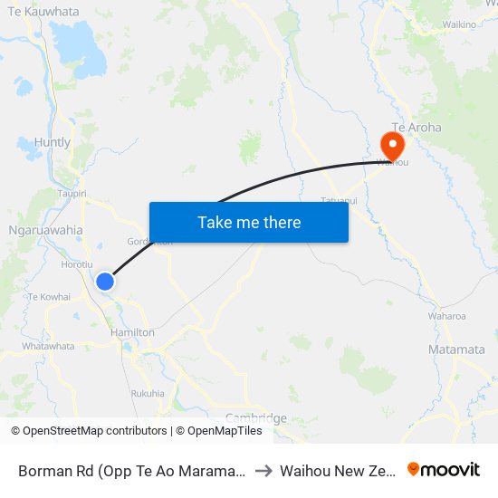 Borman Rd (Opp Te Ao Marama School) to Waihou New Zealand map