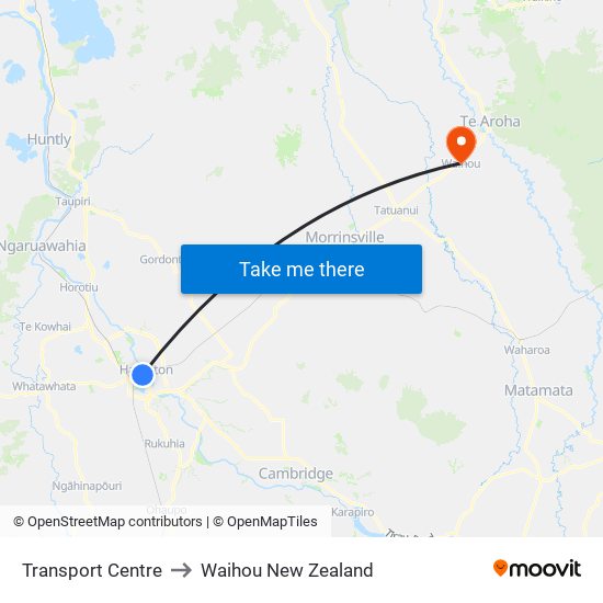 Transport Centre to Waihou New Zealand map