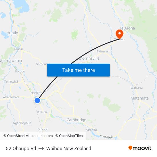 52 Ohaupo Rd to Waihou New Zealand map