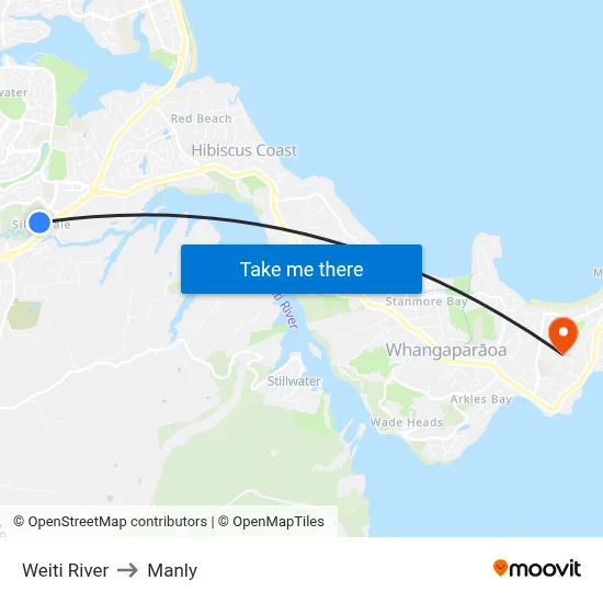 Weiti River to Manly map