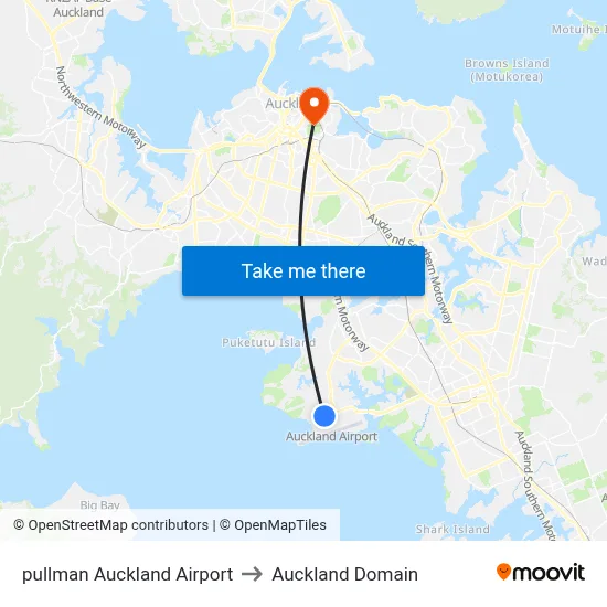 pullman Auckland Airport to Auckland Domain map