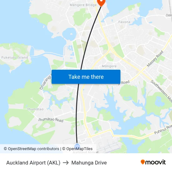 Auckland Airport (AKL) to Mahunga Drive map