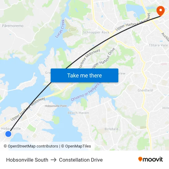 Hobsonville South to Constellation Drive map