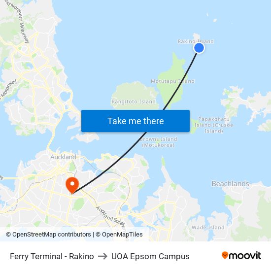 Ferry Terminal - Rakino to UOA Epsom Campus map