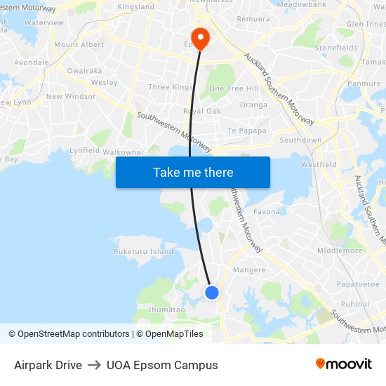 Airpark Drive to UOA Epsom Campus map