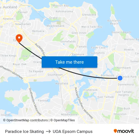 Paradice Ice Skating to UOA Epsom Campus map