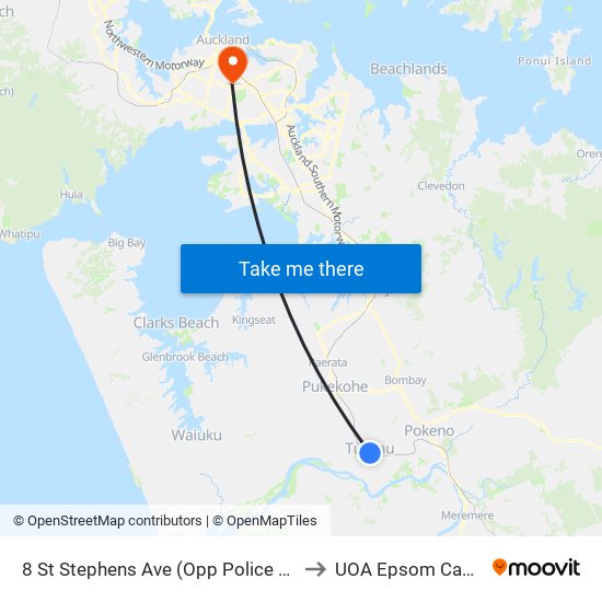 8 St Stephens Ave (Opp Police Station) to UOA Epsom Campus map