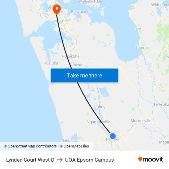 Lynden Court West D to UOA Epsom Campus map