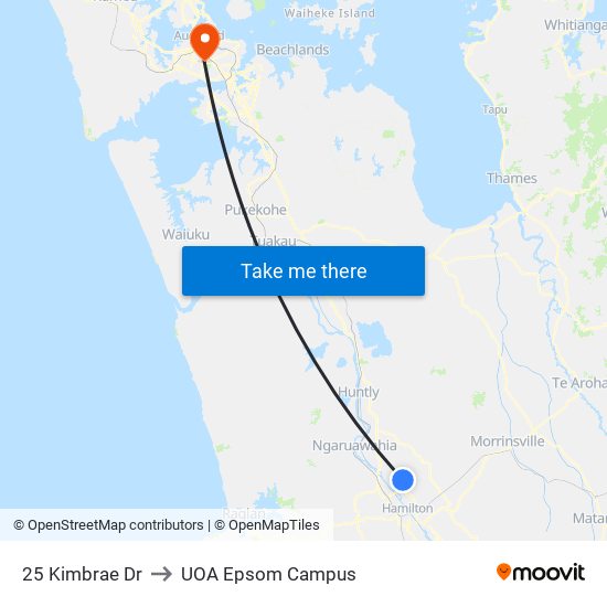 25 Kimbrae Dr to UOA Epsom Campus map