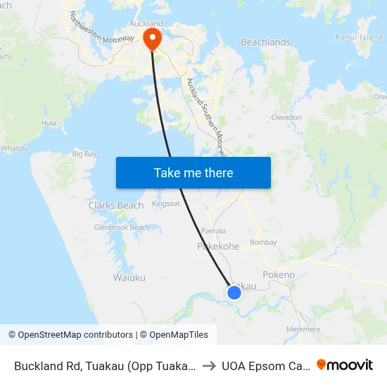 Buckland Rd, Tuakau (Opp Tuakau College) to UOA Epsom Campus map