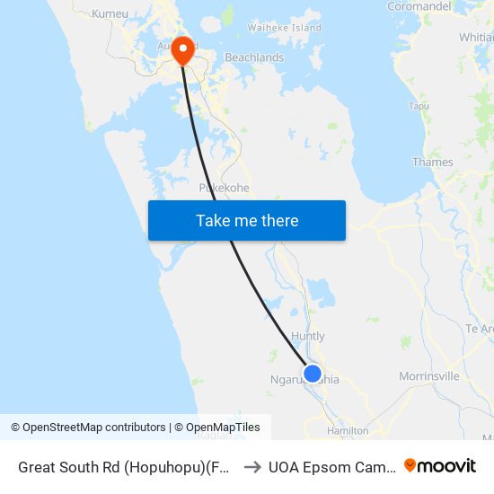 Great South Rd (Hopuhopu)(Fox Rd) to UOA Epsom Campus map