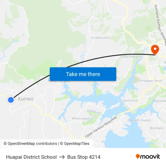 Huapai District School to Bus Stop 4214 map