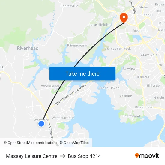 Massey Leisure Centre to Bus Stop 4214 map