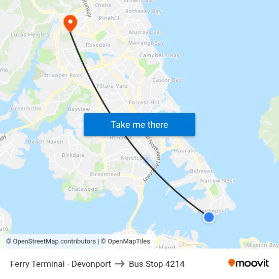 Ferry Terminal - Devonport to Bus Stop 4214 map