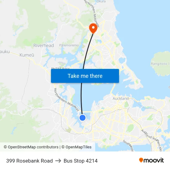 399 Rosebank Road to Bus Stop 4214 map
