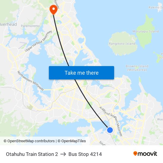 Otahuhu Train Station 2 to Bus Stop 4214 map