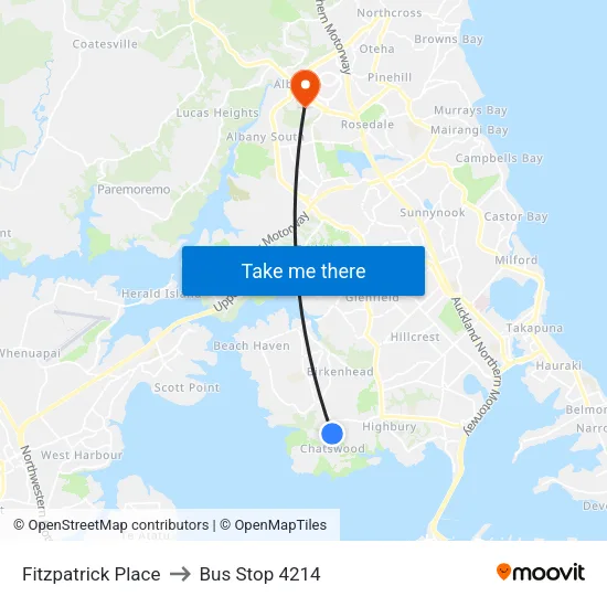 Fitzpatrick Place to Bus Stop 4214 map