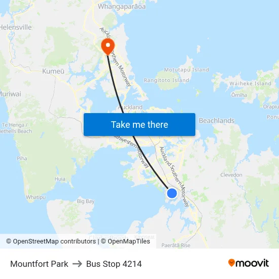 Mountfort Park to Bus Stop 4214 map