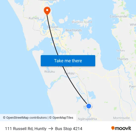 111 Russell Rd, Huntly to Bus Stop 4214 map