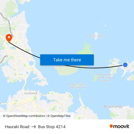 Hauraki Road to Bus Stop 4214 map