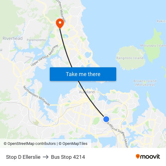 Stop D Ellerslie to Bus Stop 4214 map
