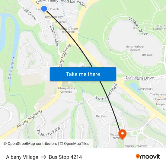 Albany Village to Bus Stop 4214 map