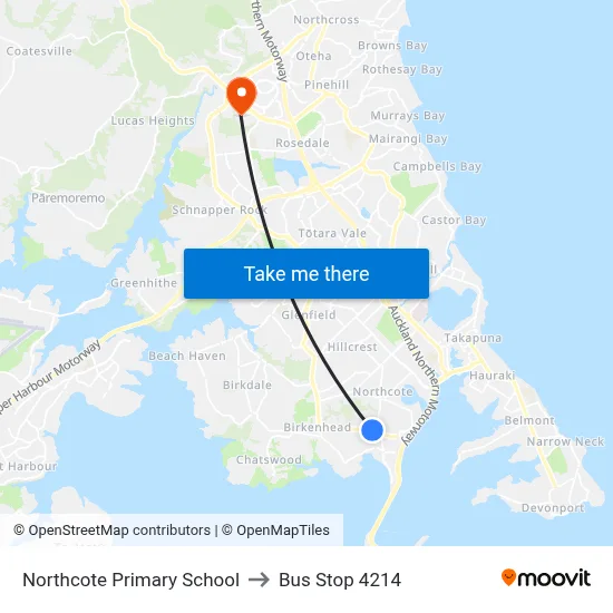 Northcote Primary School to Bus Stop 4214 map