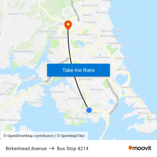 Birkenhead Avenue to Bus Stop 4214 map